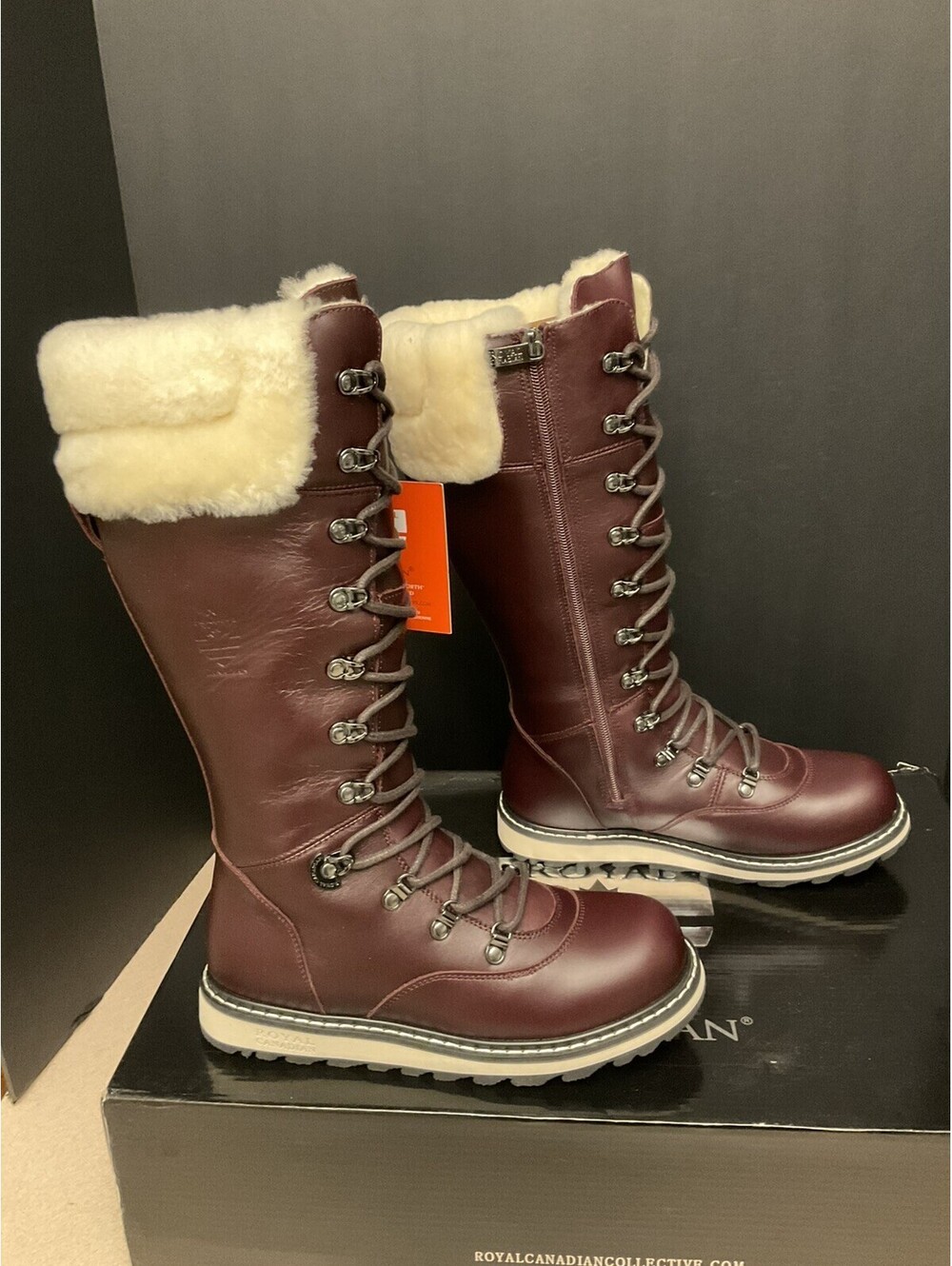 New! Womens Royal Canadian Dalhousie Shearling Leather Knee High Boots. Size 7.